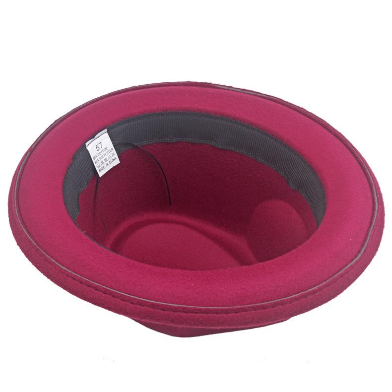 Winter Jazz Hat Women's Wool Roll-Up Small Hat Gentleman Hat Stage Performance Hat Fedoras Hat