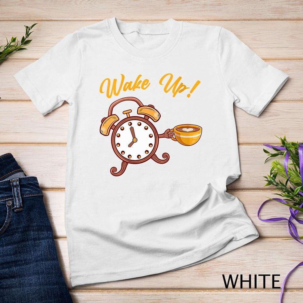 

Womens Wake Up Alarm Clock Owl Nocturnal Caffeine Coffee Cafe Unisex T-shirt M