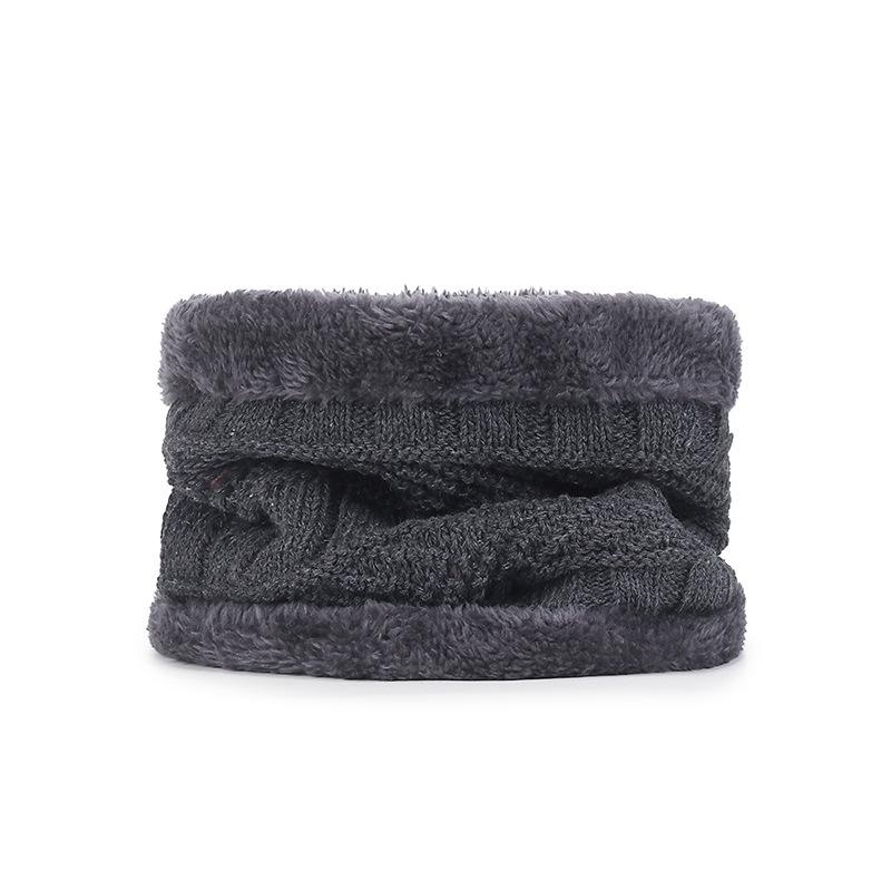 Men's Winter Knitted Wool Hat with Velvet Lining and Scarf for Ear Protection