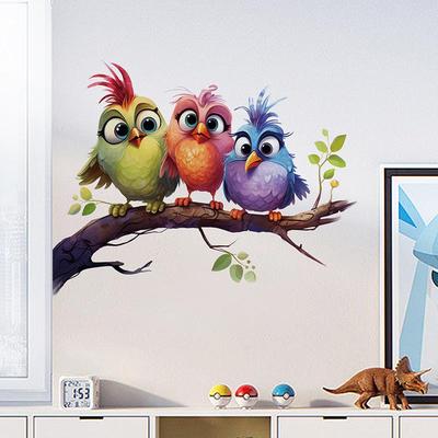 Creative Cute Birds Tree Branches Wall Stickers for Children's Bedroom Room Desk Wall Background Decoration Stickers