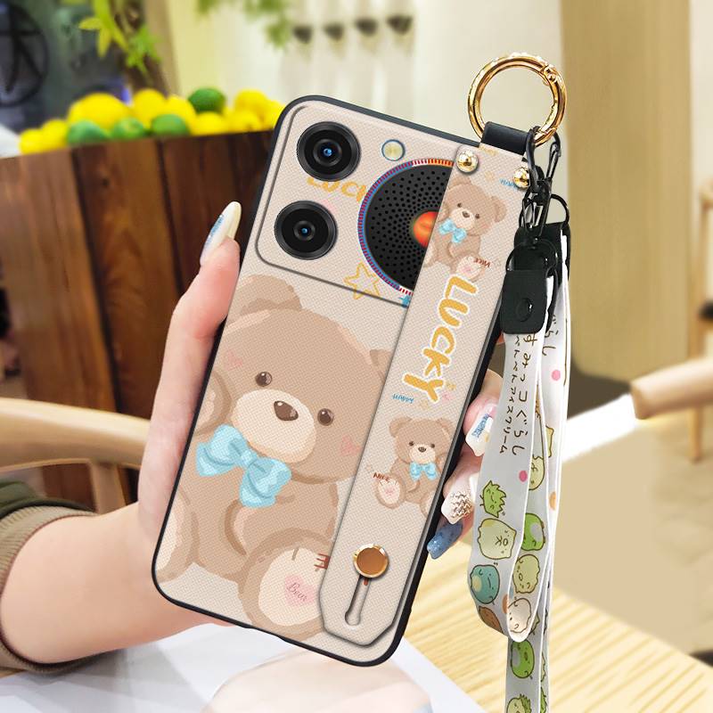 Silicone Wrist Strap Phone Case For ZTE Nubia Music Lanyard Durable Wristband Soft Case Ring Anti-knock Cartoon Cute