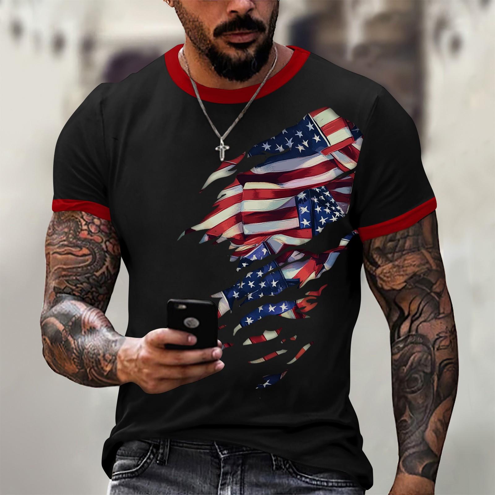 

Летняя мужская популярная футболка с круглым вырезом и коротким рукавом с принтом XXL