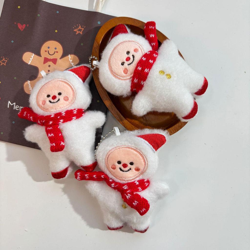 Plush Holiday Cartoon Figures: Santa, Snowman, Rabbit Decorations & Small Gift Pendants