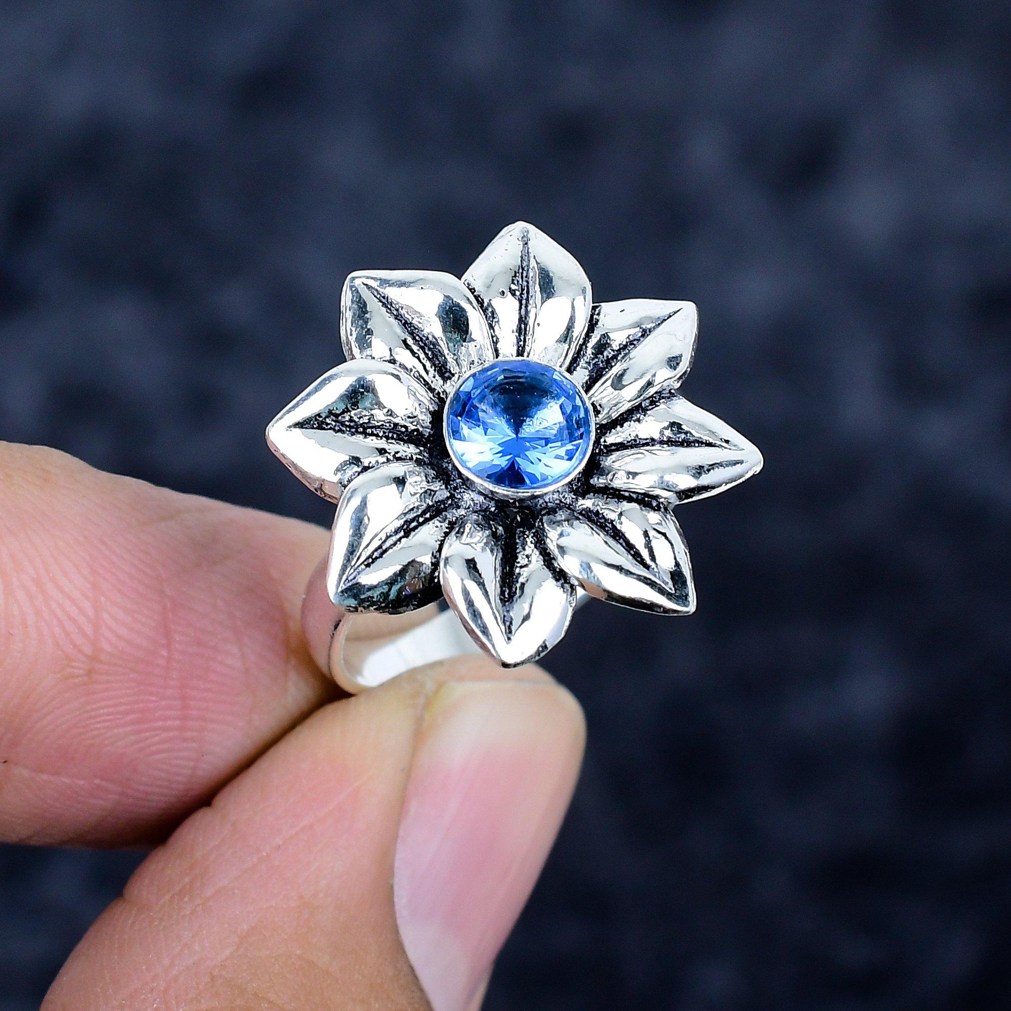 

London Blue Topaz Gemstone 925 Sterling Silver Jewelry Ring Size Adjustable MM-3426