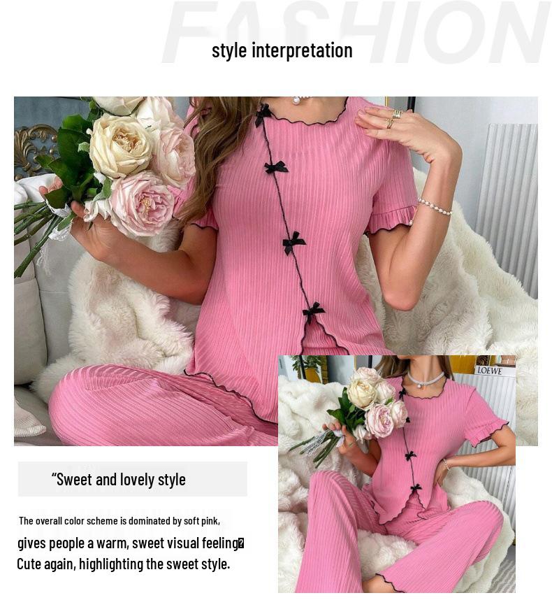 Breathable Long Sleeve Two-Piece Pajama Set for Women – Casual Fashion, Wearable Outside