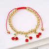Hot Sale Cute Cherry Strawberry Pendant Copper Bead Chain Bracelet High Quality Crystal Zirconia Fruit Jewelry For Daily Wear