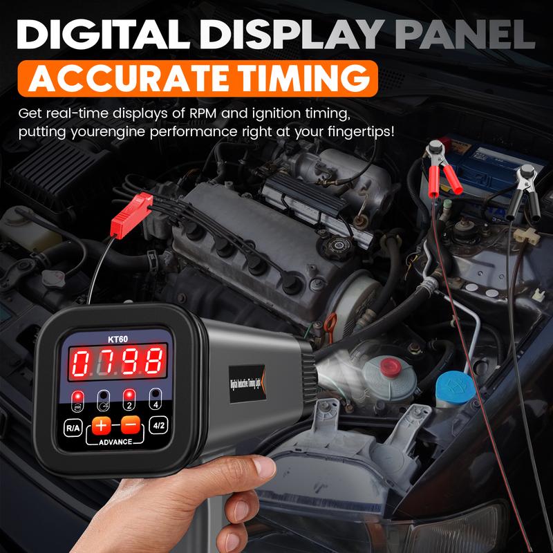 Motor Timinglicht met Toerenteller Timinglicht Automotive 12V voor 2- en 4-takt Benzinemotor voor Oude Klassieke Auto's KZYEE KT60