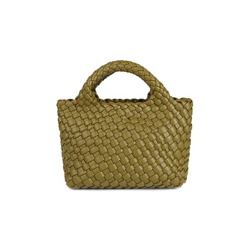 

Genuine Leather Hand-Woven Small Bucket Bag 2025 New Portable Shoulder Messenger Bag Mobile Phone Bag Mini Vegetable Basket Bag Olive green