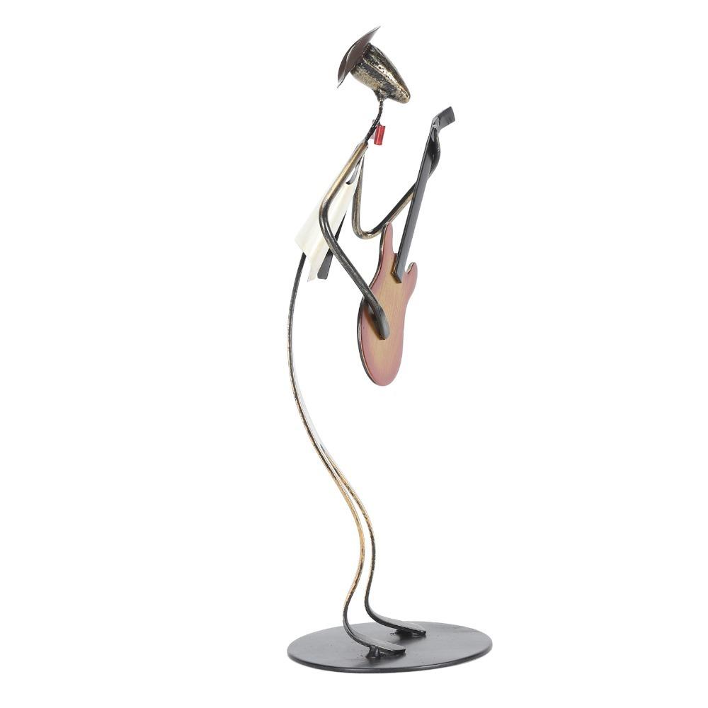 Matte Musician Sculpture Black Iron Figurine Statues Desktop Ornament Living Room