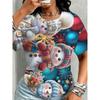 Summer Christmas Snowman Series 3D Print T-Shirt Loose Fit Short Sleeve T-shirt Breathable Women Casual Comfortable Creative Versatile Sports T-shirt