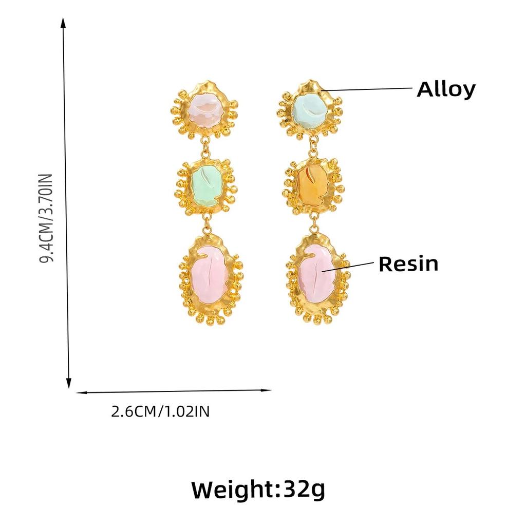 Brincos geométricos de resina de metal da moda para mulheres, brincos pendurados exagerados e minimalistas, acessórios de joias para banquetes