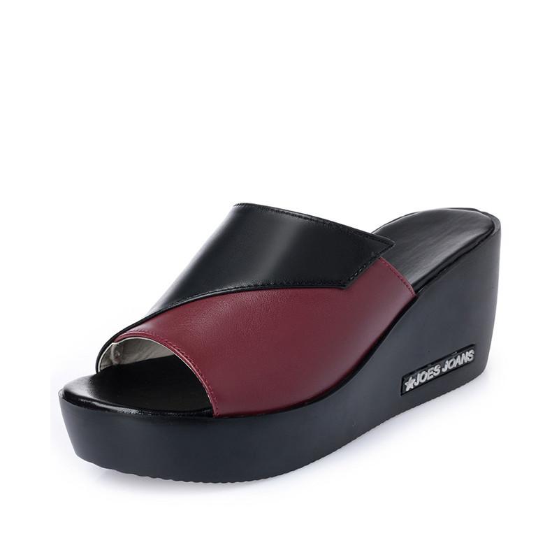 Fashion AIYUQI woman platform flip flops 2024 new summer women genuine leather slipper high heel shoes big size 41 42 43 women slipper