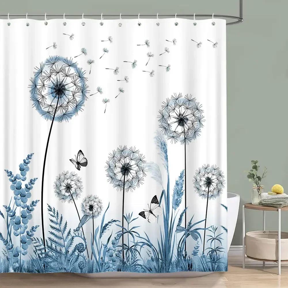Sage Green Shower Curtain Plant Botanical Eucalyptus Leaf Watercolor Greenery Leaves Floral Bath Curtains Fabric Bathroom Decor