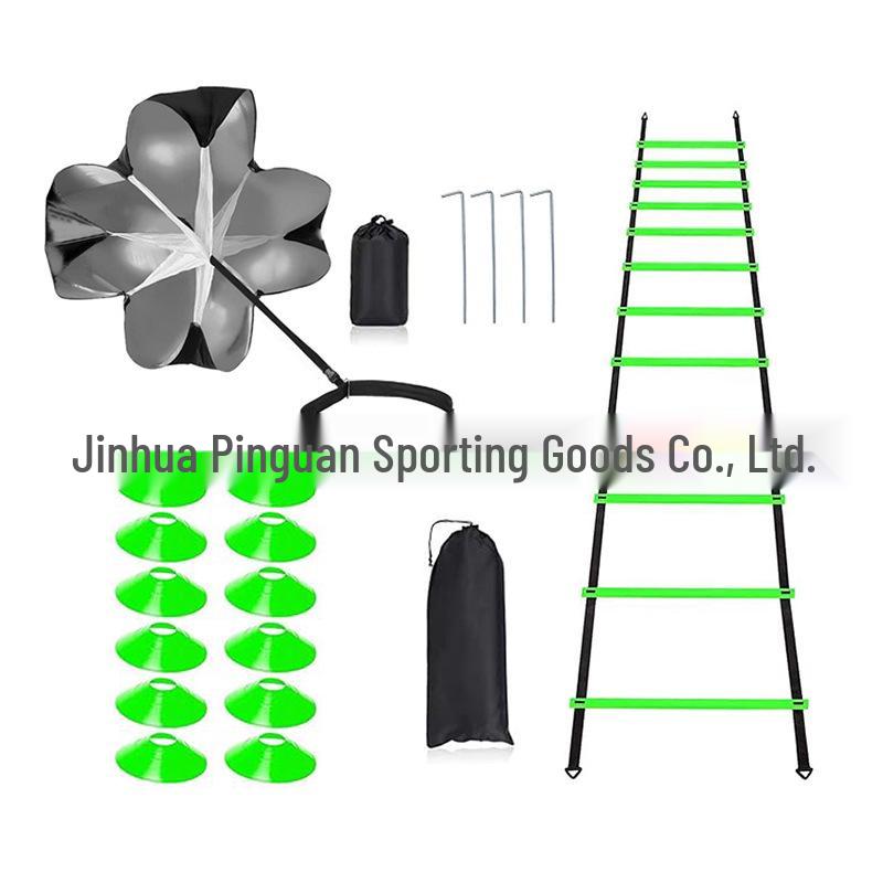 Agility Training Set: Ladder, Cones, Markers & Resistance Parachute for Football