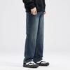 Straight jeans men's autumn and winter trendy brand American retro new washed loose men's casual pants