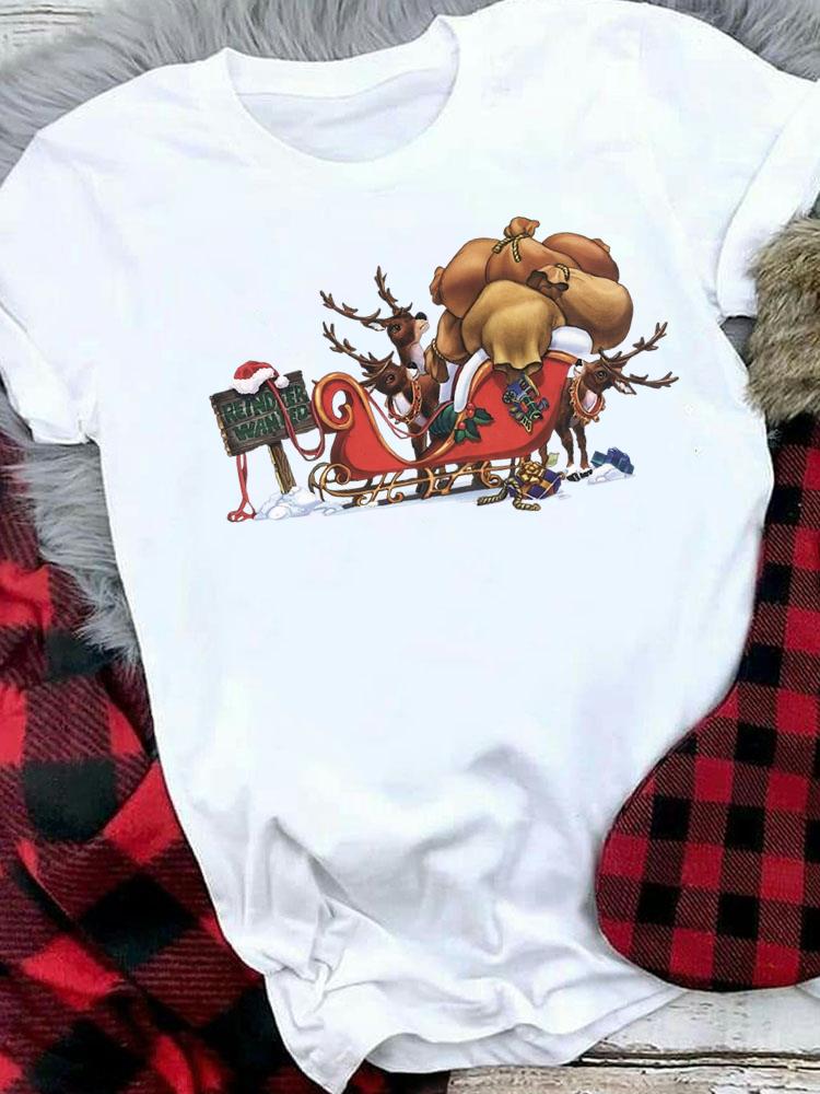 (Asian Size) Plaid Tree Style Cute Merry Christmas Tee Top Festival   New Year Holiday Casual  Lady Short Sleeve Fashion Women Print Graphic T-shirts