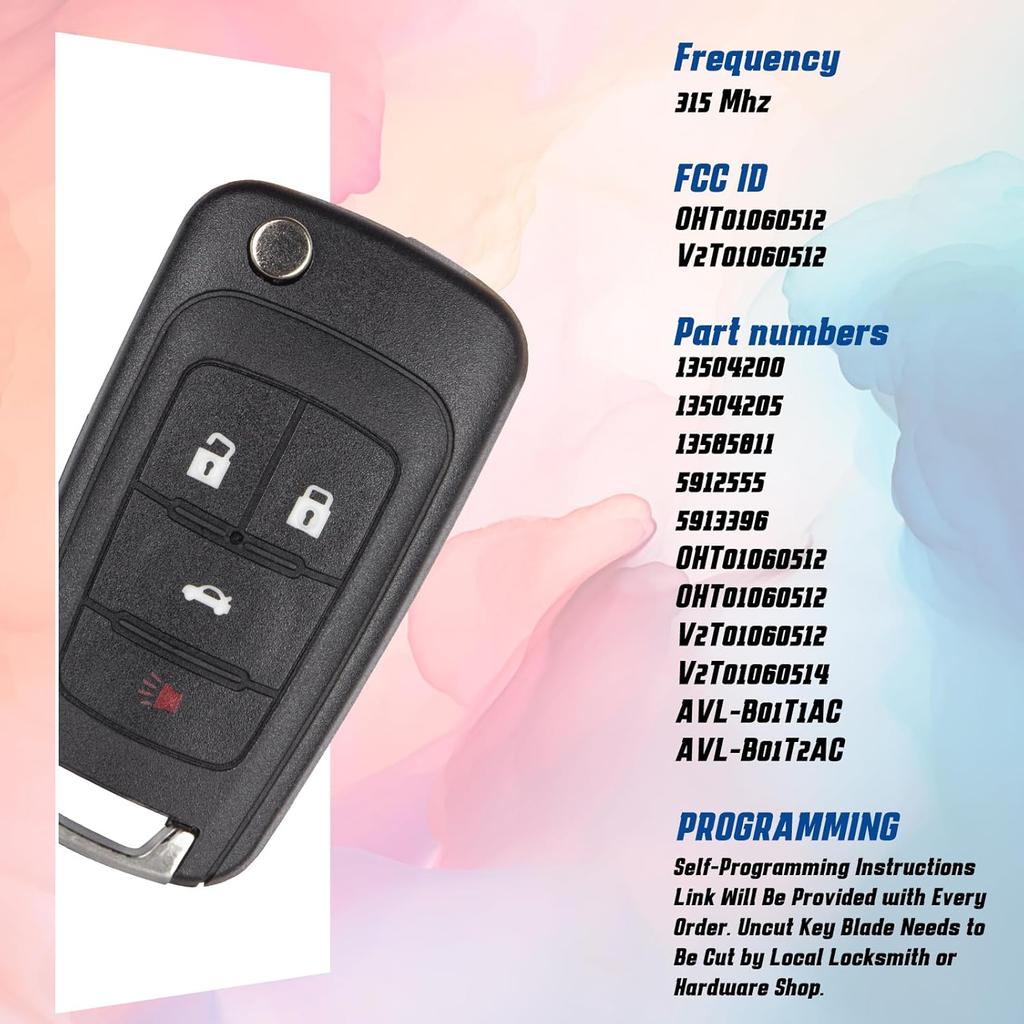 Key Fob Keyless Entry Remote Compatible with Chevy Cruze/Camaro/Impala/Equinox/GMC Terrain/Buick Lacrosse/Regal/Verano/Encore 2010- Car Key