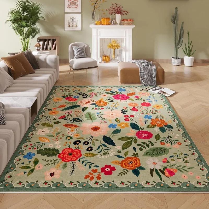 

Pink Vintage Floral Living Room Carpet Washable Bohemian Area Rug Non Slip Kitchen Lovely Plant Interior Decor Carpet Nursery 40x60cm