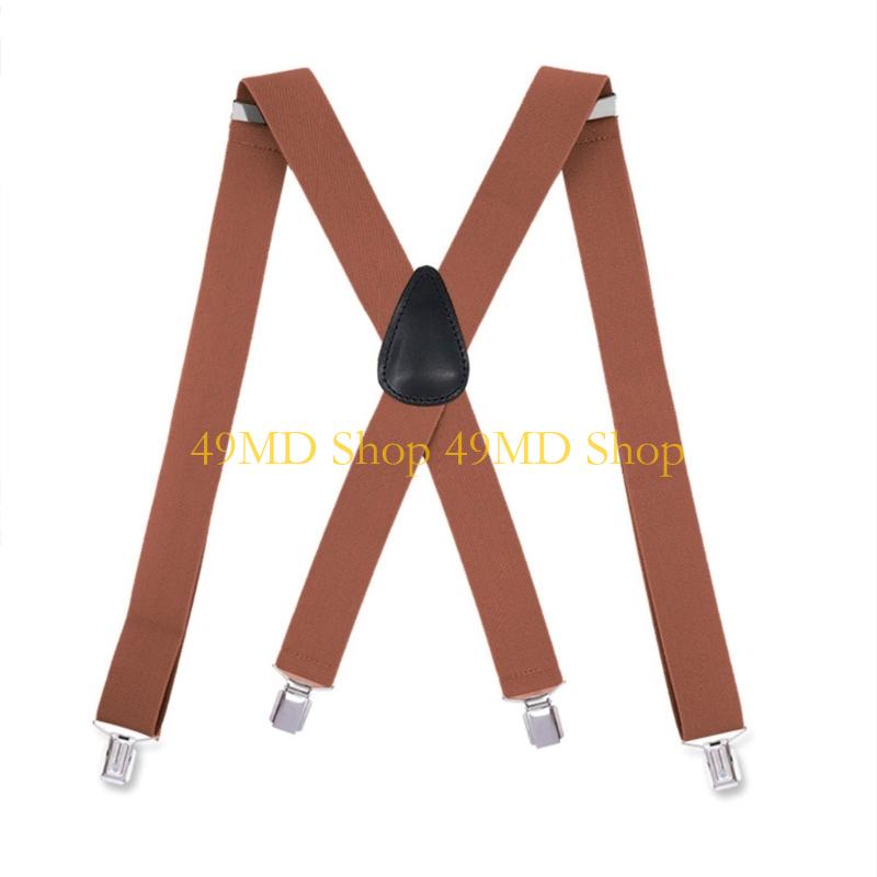 

49MD Men Fashion Suspenders Polyester Elastic Straps Adjustable Design 4 Clip Fastening System Multiple Neutral