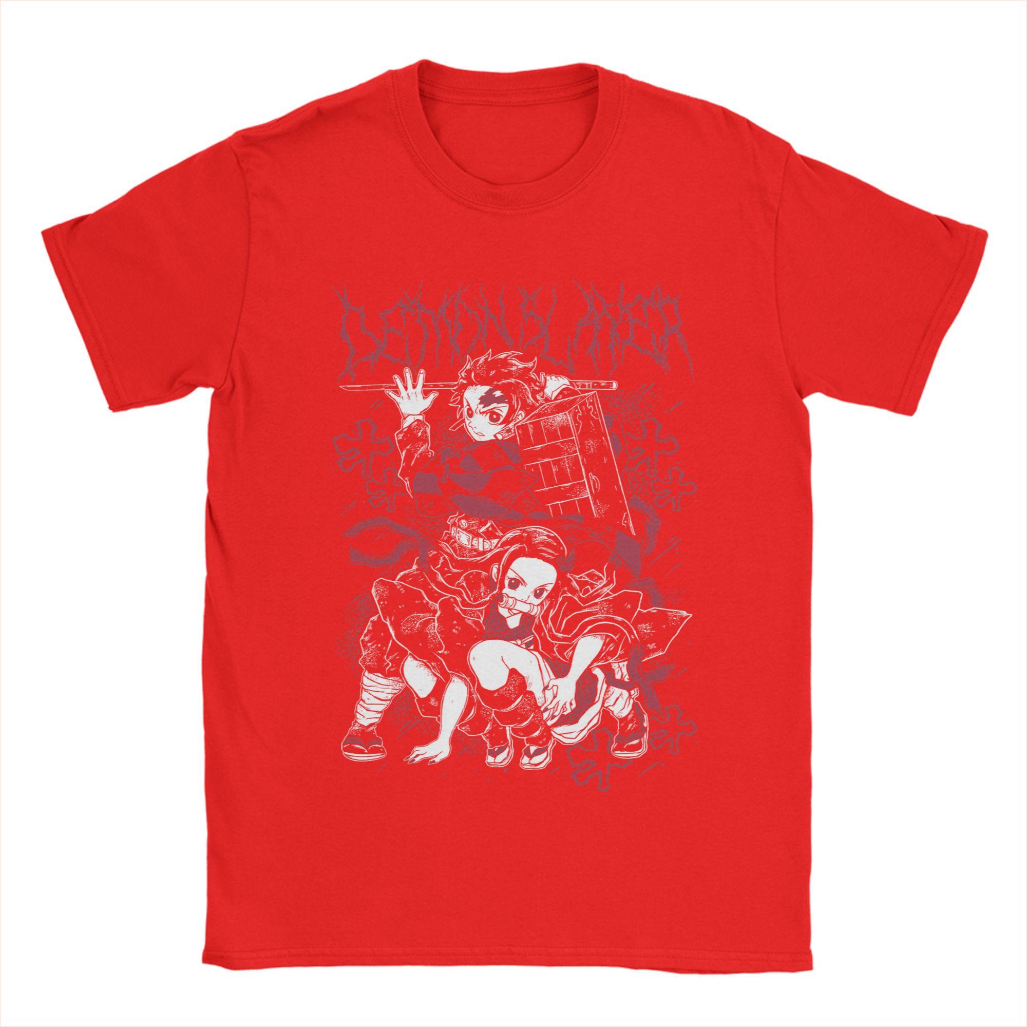 

Funny Tanjiro and Nezuko Demons Slayers TShirts for Unisex Round Neck Cotton T Shirts Short Sleeve Tees Plus Size Tops S