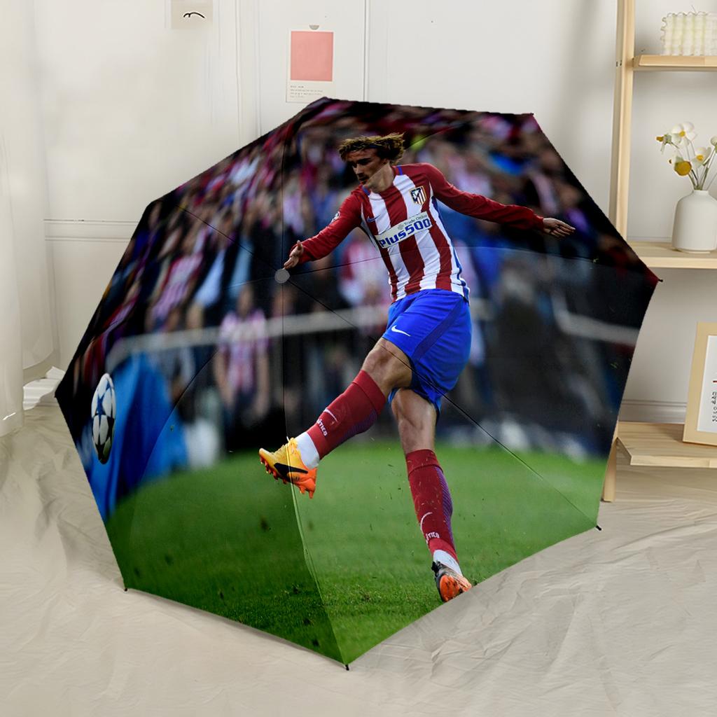 Atletico Madrid Player Portable Automatic Umbrella with 8-Rib Foldable Design for Outdoor Daily Use Fashionable Perfect Gift for Women/Men