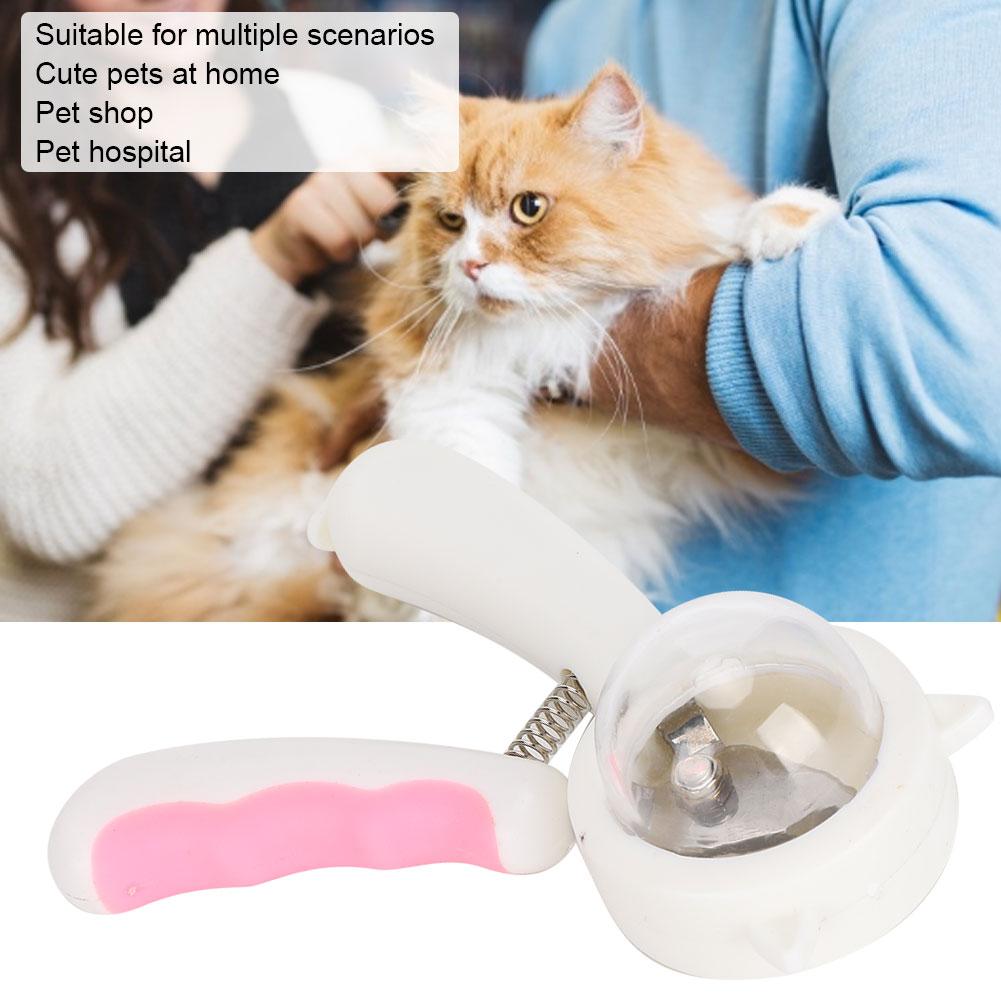 Pet Nail Clipper Scissors Cutter Trimmer Splash Proof Stainless Steel ABS for Dogs CatsPink