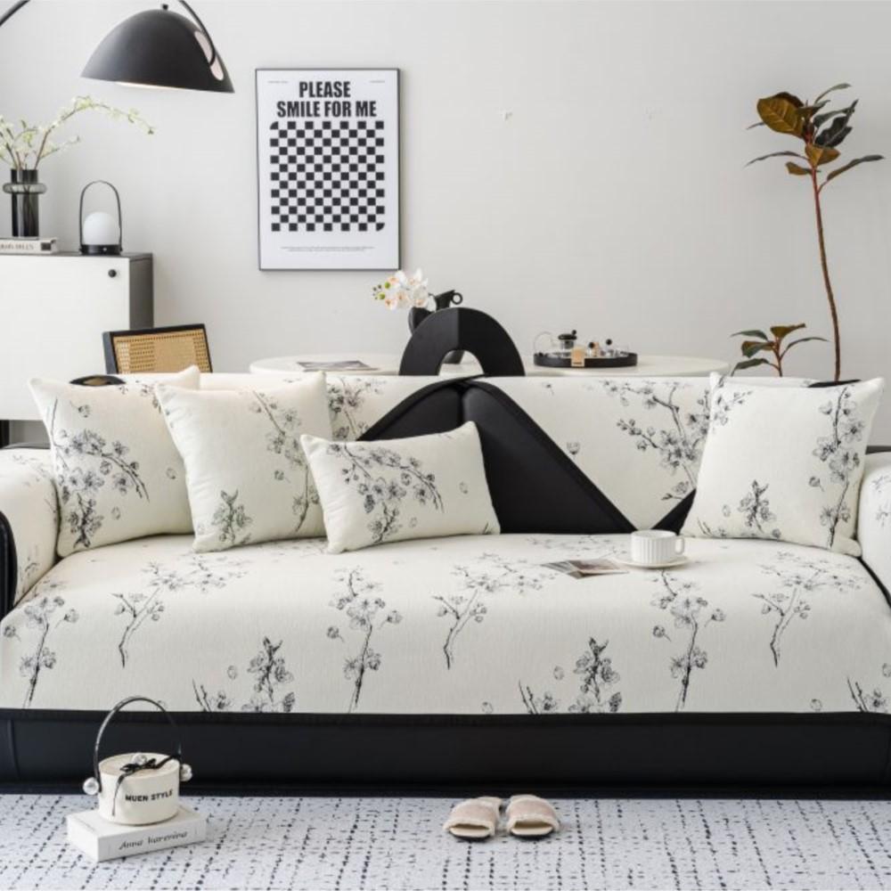 Plum Blossom Sofa Covers Living Room Anti-slip Couch Furniture Protection Cover Universal Chenille Peony Sofa Slipcover