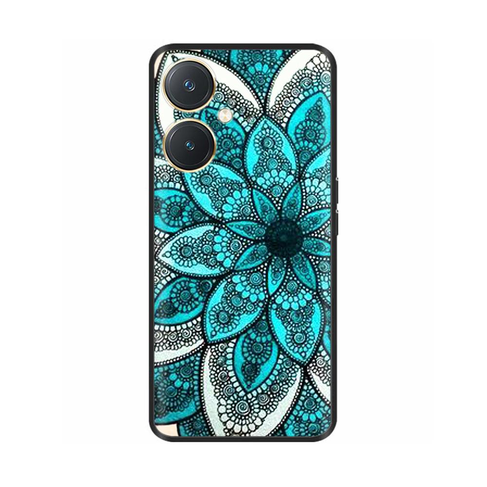 For Vivo Y27 Y27s Case Fashion Flowers Black Soft Coque Silicone Shockproof TPU Phone Cover Funda for Vivo Y27 Y 27 Bumper V2249