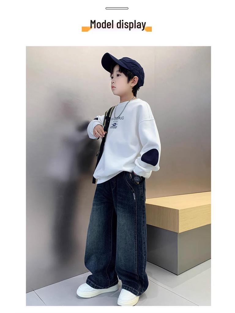 Chłopięce Jeansy Proste - Styl Koreański, Luźne Codzienne Spodnie Wiosenne (2026)