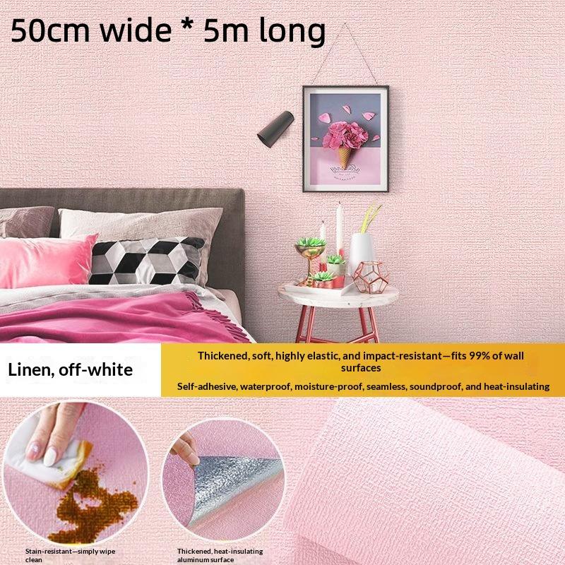 Self-Adhesive 3D Linen Foam Wall Sticker Moisture-Proof Wallpaper For Living Room Bedroom Bathroom Dormitory Home Decorationecor
