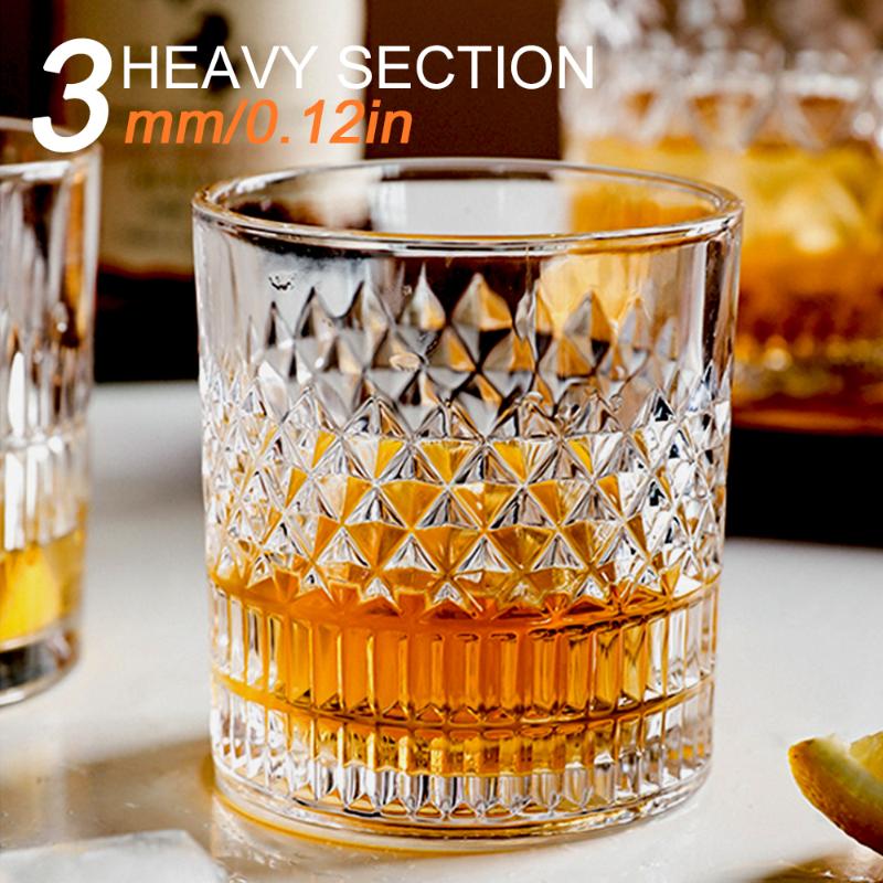 Whisky-Glas mit Luxusbox – 4er-Set, transparentes Whiskyglas (325 ml) für Scotch, Cocktailgetränke, einzigartige Geschenke für