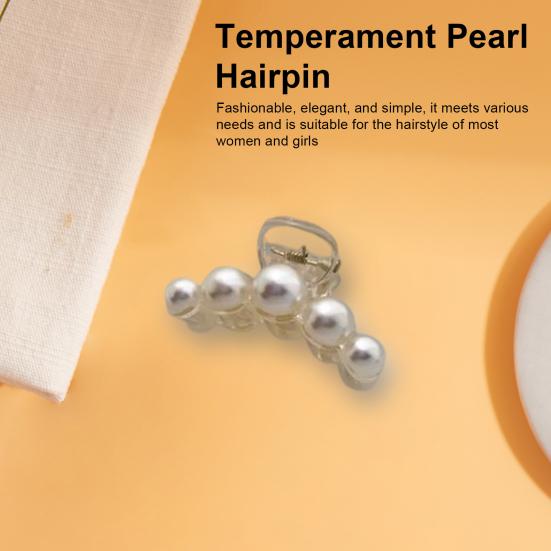 Sweet Mini Round Faux Pearls Hair Clip Non-slip Cross Teeth Back Head Small Hair Claw Styling Hair Accessories