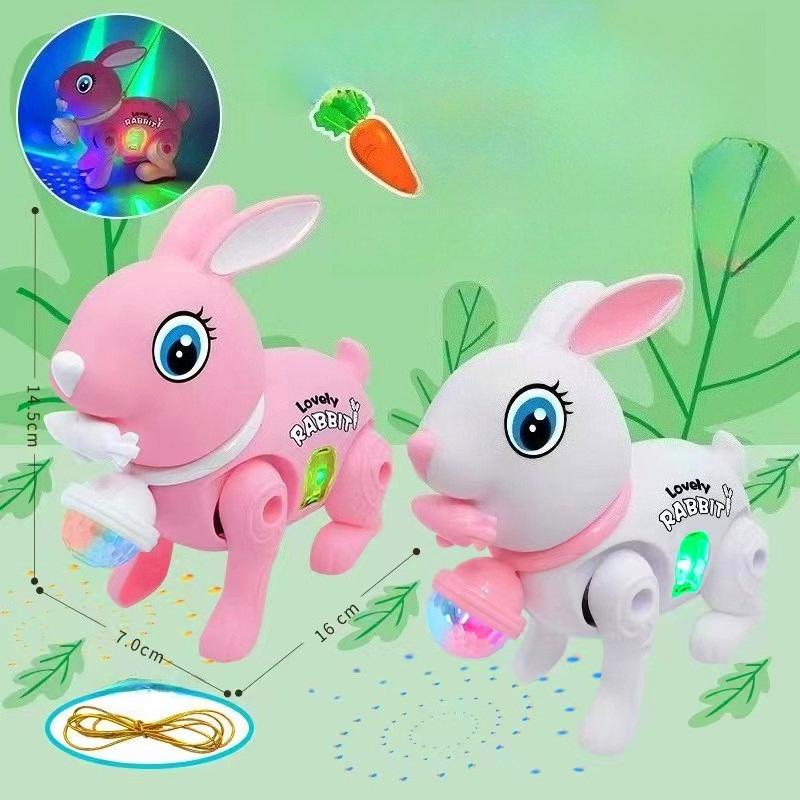 1 Stück Elektrischer Riegel Leuchtender Hase mit Blinkender Musik-Schnur und Projektionsspielzeug