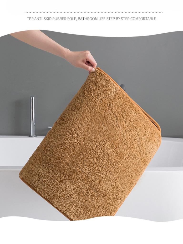 Coral Fleece Emboss Bathroom Cashmere Thickening Mat Bath Non-slip Carpets In Wash Basin Bathtub Side Floor Rug Shower Room Doormat Memory Foam 3D Pad