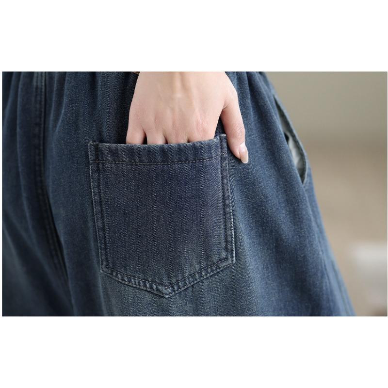 DIMANAF 2025 Autumn Winter Plus Size Jeans Thicken New Women Vintage Cotton Denim Long Pants Flocking