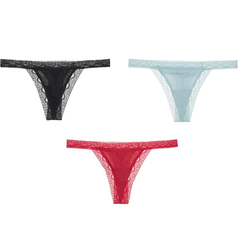 FINETOO Sexy Thongs Low-Rise Lace G-string Panties Women Cotton T-Back Underwear S-XL Female Bikin Underpants Lingerie