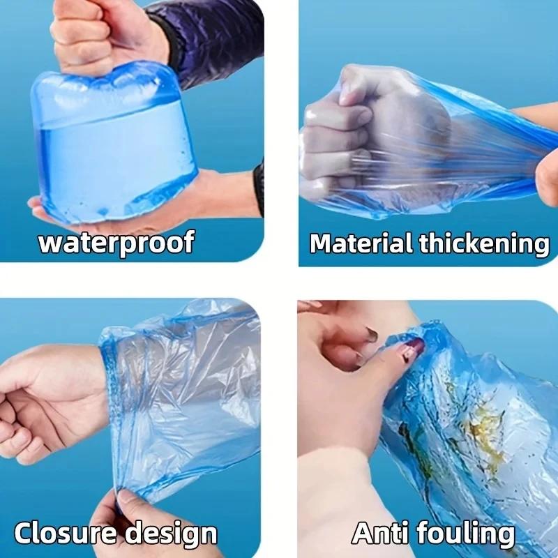 100Pcs/200Pcs Disposable Plastic PE Sleeve Sleeves Waterproof And Oil-Proof Enlarged And Thickened With Elastic Sleeves