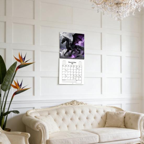 2026 Drakens Väggkalender 12-Månaders Fantasikalender Spiralbunden Vertikal Månadskalender för Hemmakontoret Gåvor för Drakälskare