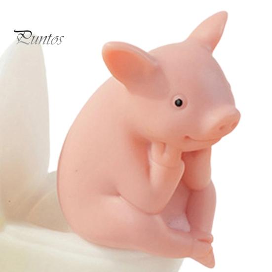 Funny Animal Toilet Figurines 2Pcs Resin Meditation Pig And Frog Figurines, Ornament for Desktop Whimsical Vinyl Figures Bookshelf Decor, Humorous