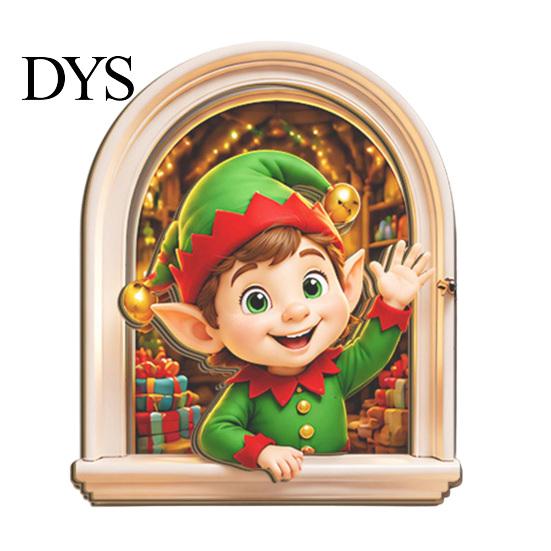 Holiday Party Home Decor Arch Wooden Christmas Fridge Magnet Set, Window Frame Refrigerator Decorative Magnets Magnetic for Metal Surface, Festive