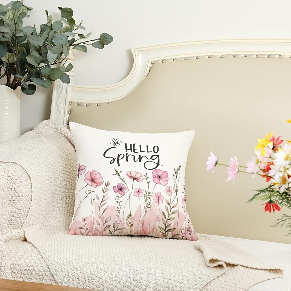 1 piece, spring pillowcase, floral decoration seasonal farmhouse summer sofa cushion single-sided printing, no pillow core