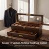 Double-Layer Watch Case Velvet-Lined Jewelry Storage Box with Drawer Padded