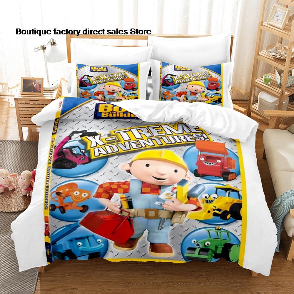 3D-gedrucktes Bob der Baumeister Bettwäscheset Bettbezug Kissenbezug Für Kinder Schlafzimmer Dekor Einzelbett Doppelbett Queen Size King Size Bettwäsche