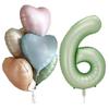 6Pcs Cream Color Number Balloon Set Beige Caramel Number 0-9 Balloon Foil Helium Ball Birthday Wedding Party Decoration