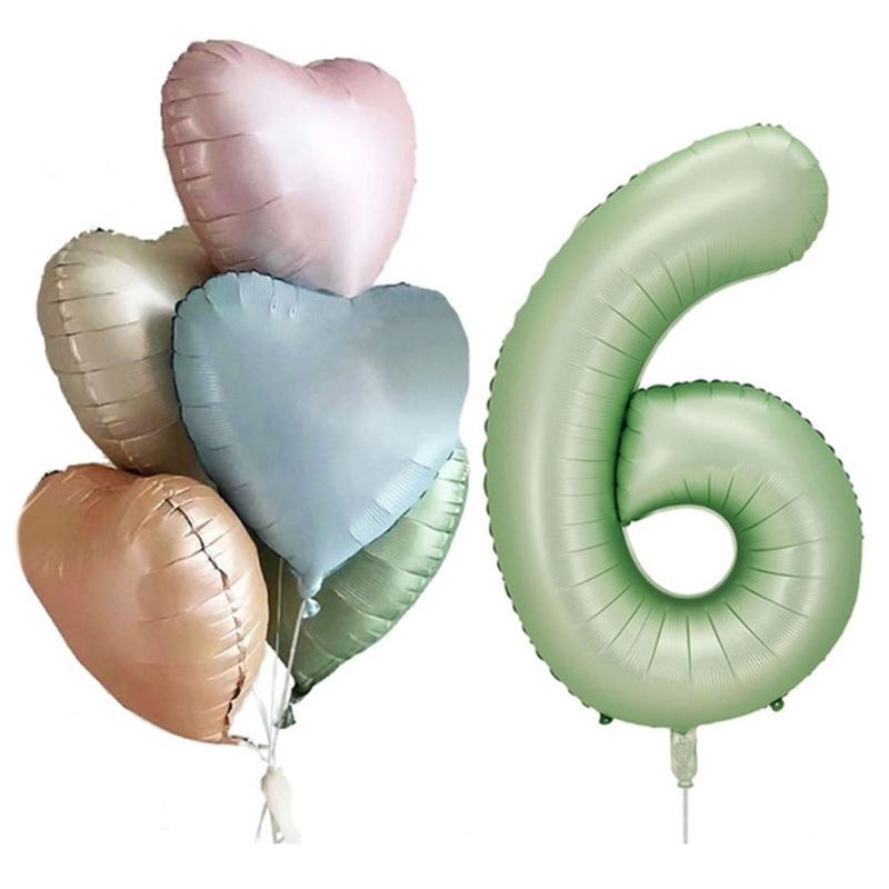 6Pcs Cream Color Number Balloon Set Beige Caramel Number 0-9 Balloon Foil Helium Ball Birthday Wedding Party Decoration