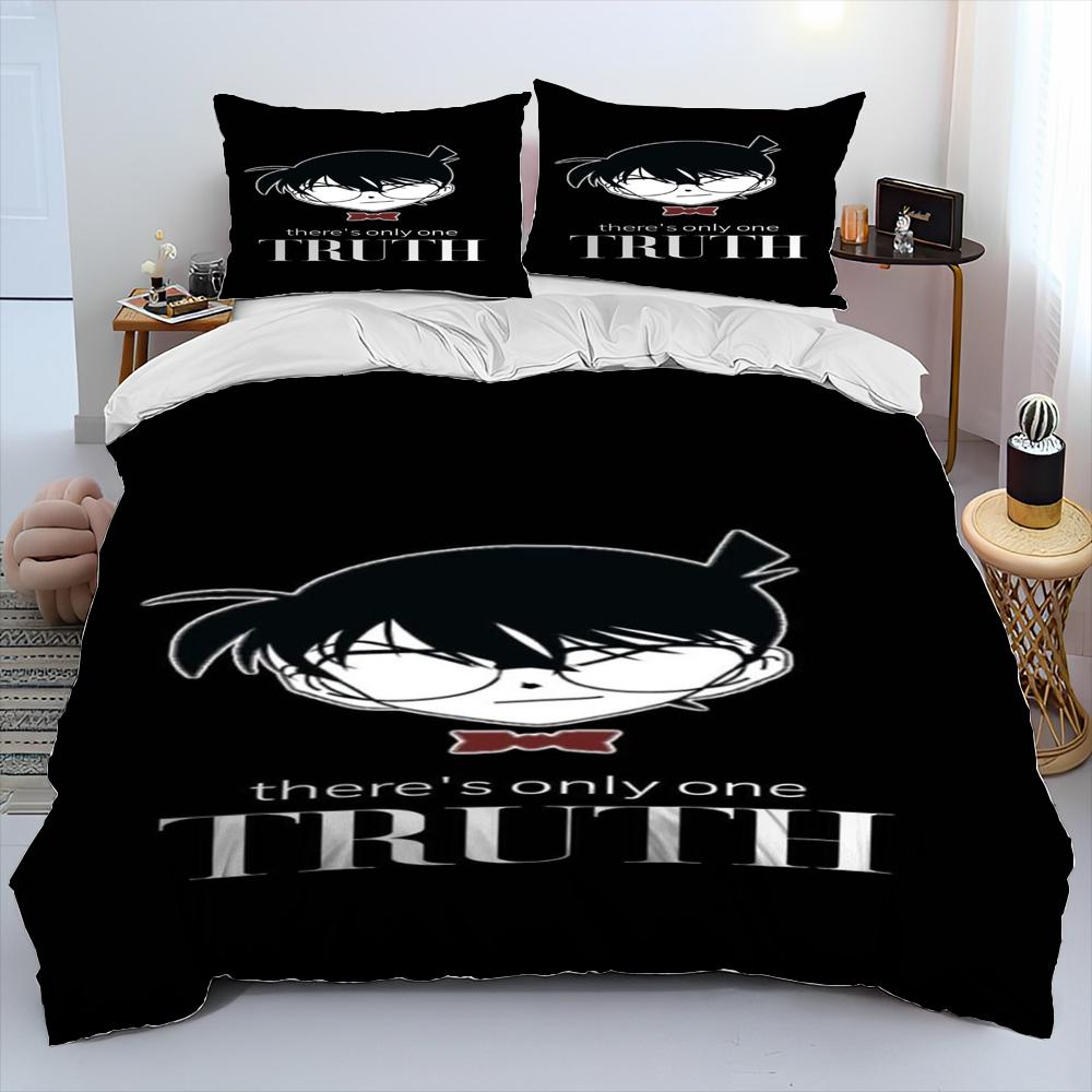 Comforter Detective Conan Cartoon Anime Comforter Bedding Set Bed Set King Queen Size Bedding Set Kids