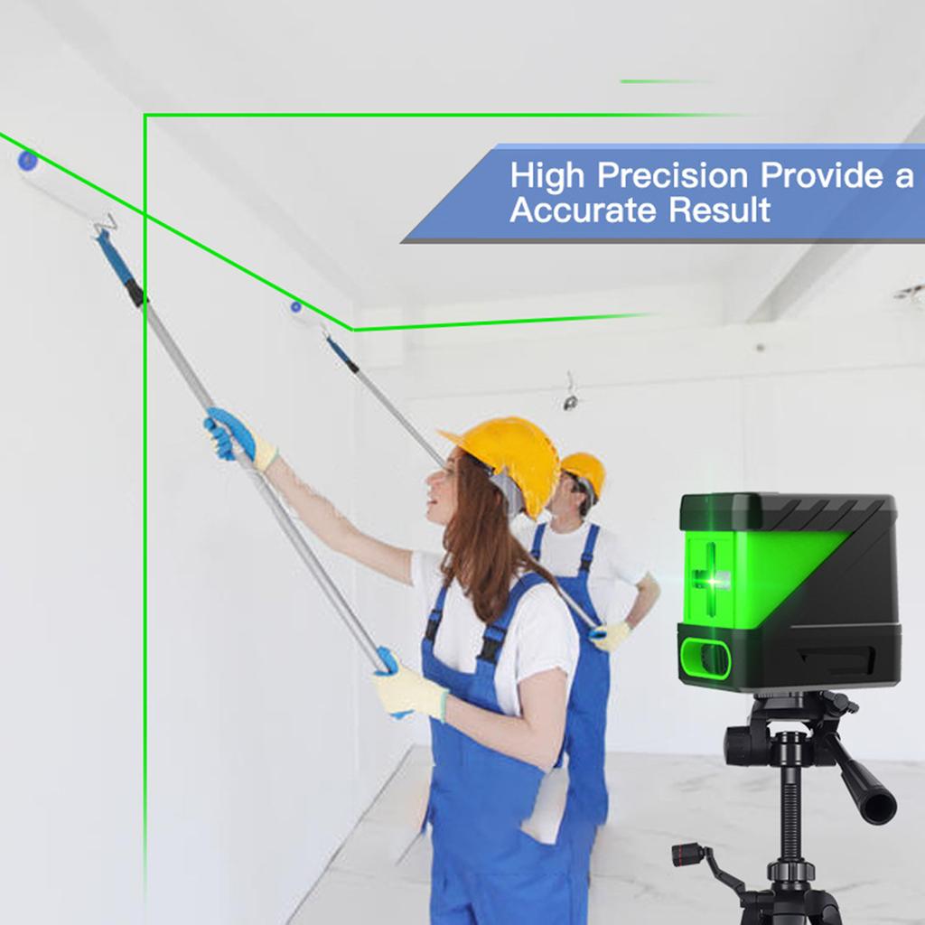 Upgraded Cross Line Level DIY Self-Leveling Green-Beam Horizontal & Vertical Line Level Easy Operation for Construction