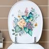 Toilet Sticker Waterproof Floral Butterfly Self Adhesive Removable No Trace for Home Bathroom Renovate