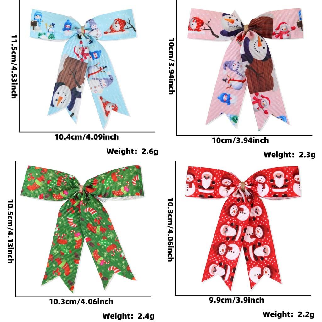 Stylish 10cm Polyester Bow Decorations For Christmas Featuring Snowman Blue And Pink
