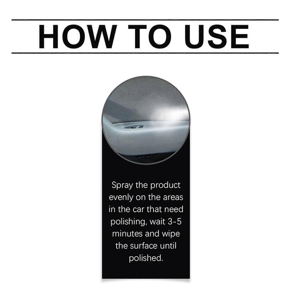 Multipurpose Car Interior Cleaner Sprays with Nighttime Polishing Effect Quick Drying Residues Frees for Rubber & Leather